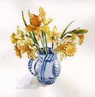 Daffodils in blue fish jug